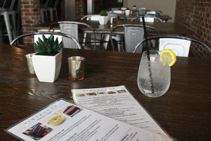 Menus and drink on table at Vintage 22 in Ada Oklahoma