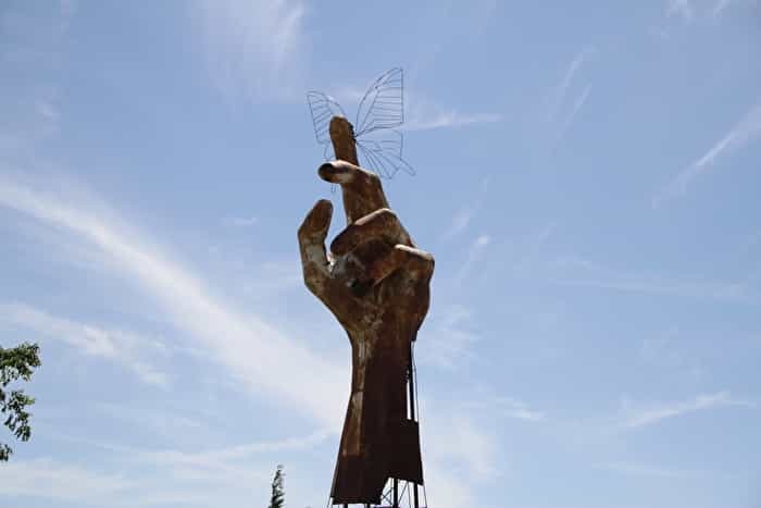 Hand and Butterfly Sculpture in Stratford, Oklahoma