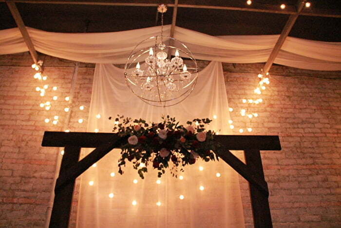Wedding venue arch decoration at the Grand Canadian Theater in Purcell Oklahoma