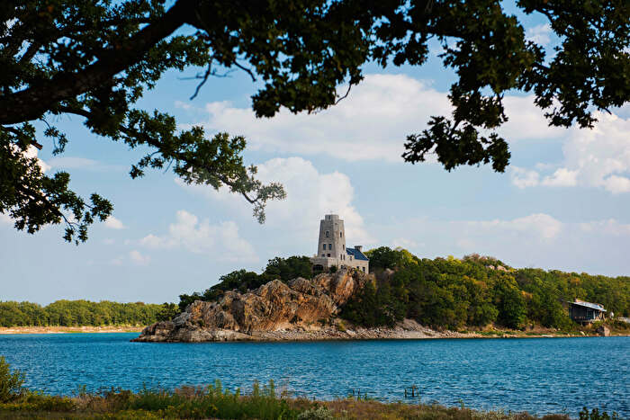 Tucker Tower in the distance at Lake Murray in Ardmore, Oklahoma