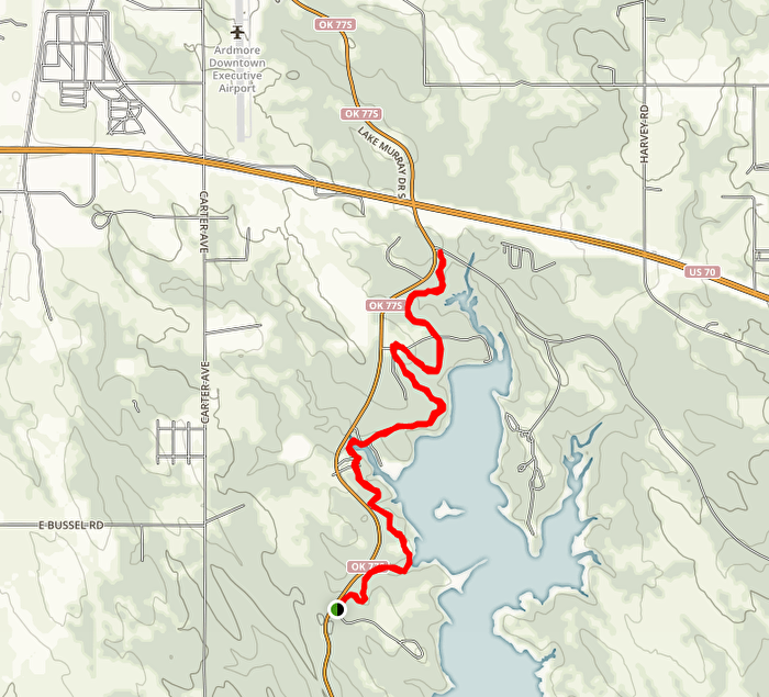 Map of north Andarche hiking trail in Ardmore Oklahoma