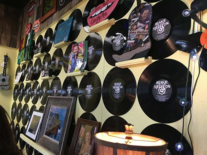 Wall of Blake Shelton records in Chickasaw Country