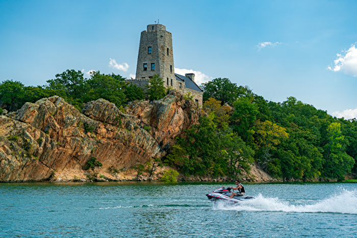 Lake with a tower